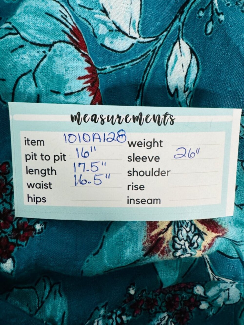 2/$30 New Large Band Of The Free - V Neckline Teal Red Floral Tie-Back Blouse - Picture 14 of 15